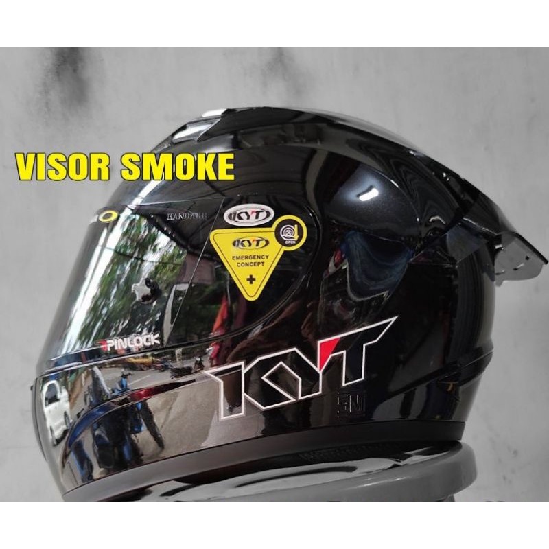 Visor KYT RC7 R10 K2R Paket Ganteng Kaca Flat + TOP + Sticker Kaca + Tear Off Post Iridium Silver