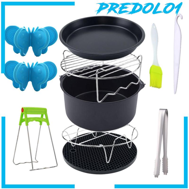 [PREDOLO1] 10 Pieces Air Fryer Accessories Steel Skewer Rack for BBQ Home Kitchen