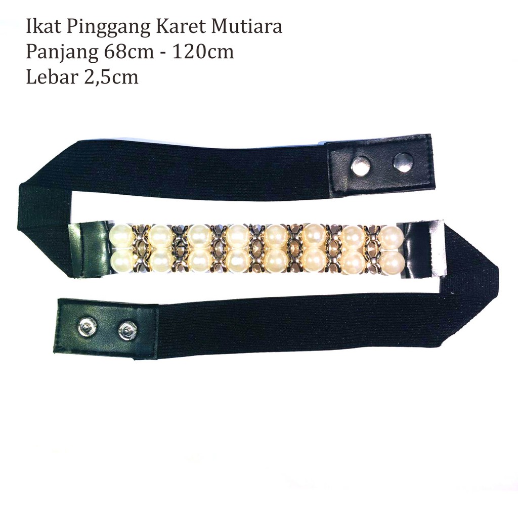 IKAT PINGGANG WANITA KARET MOTE BEST BUY GESPER BELT MUTIARA