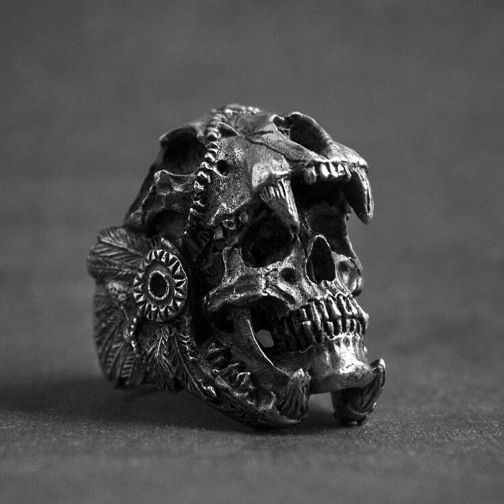 Gotik Satwa Tengkorak Baja Titanium Pria Perhiasan Fashion Punk Skull Cincin Rings