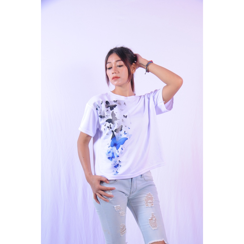 KAOS WANITA CROP TOP SCUBA/KAOS CROP TEE KARAKTER OVERSIZE/TUMBLR TEE