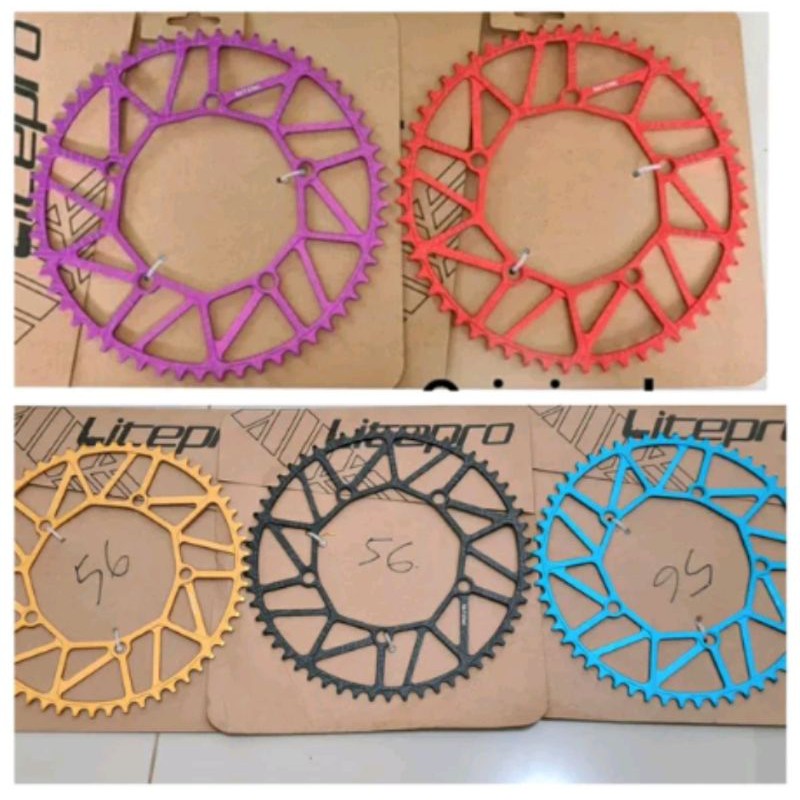 Chainring Sepeda Lipat Litepro 56T CNC BCD 130 MM Chain ring lite pro narrow wide bahan alloy 56 T bcd 130mm Alumunium folding bike crank set