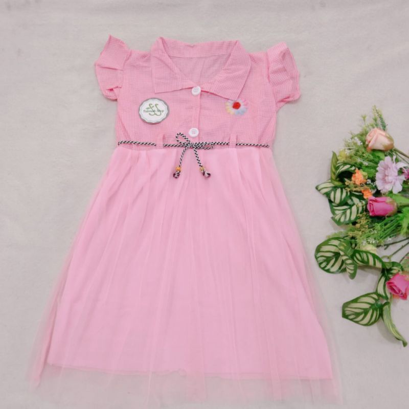 Dress Anak 3 4 Tahun cewek perempuan Gaun Putri motif Kotak