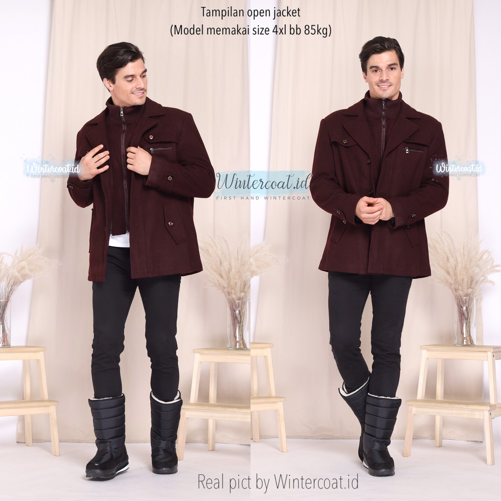 READY INDONESIA XAVIER Men Wool Coat Winter Mantel pria cowok musim dingin big size jumbo plus size