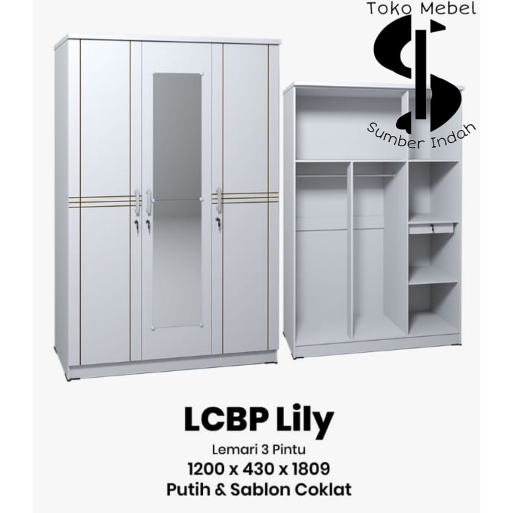 LEMARI PAKAIAN 3 PINTU MINIMALIS LCBP LILY