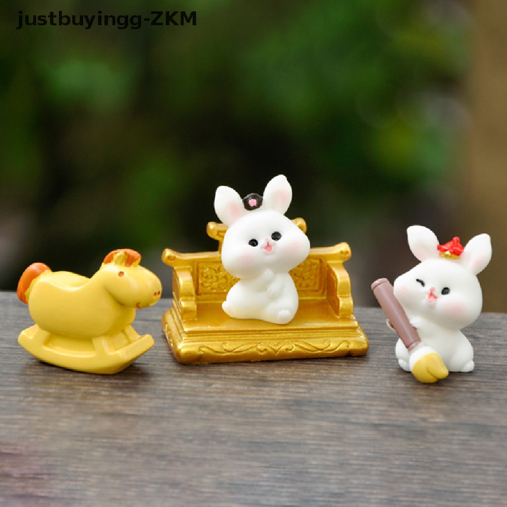 1pc Ornamen Kartun Kelinci Bahan Resin Untuk Desktop Rumah