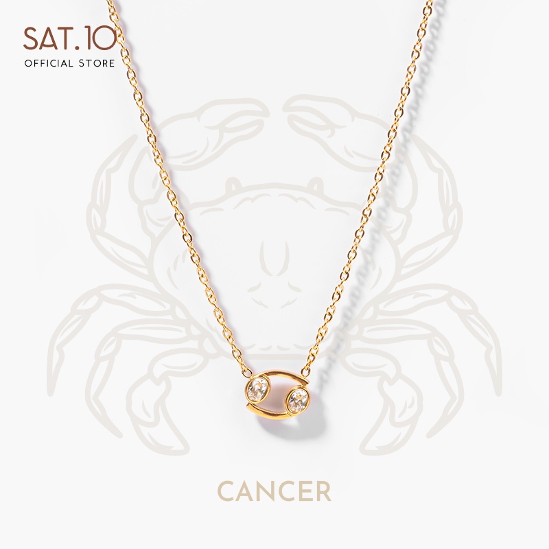 SAT.10 Kalung Rantai Titanium Wanita Zirkon Zodiak Cancer Adjustable SAT-FCA4018
