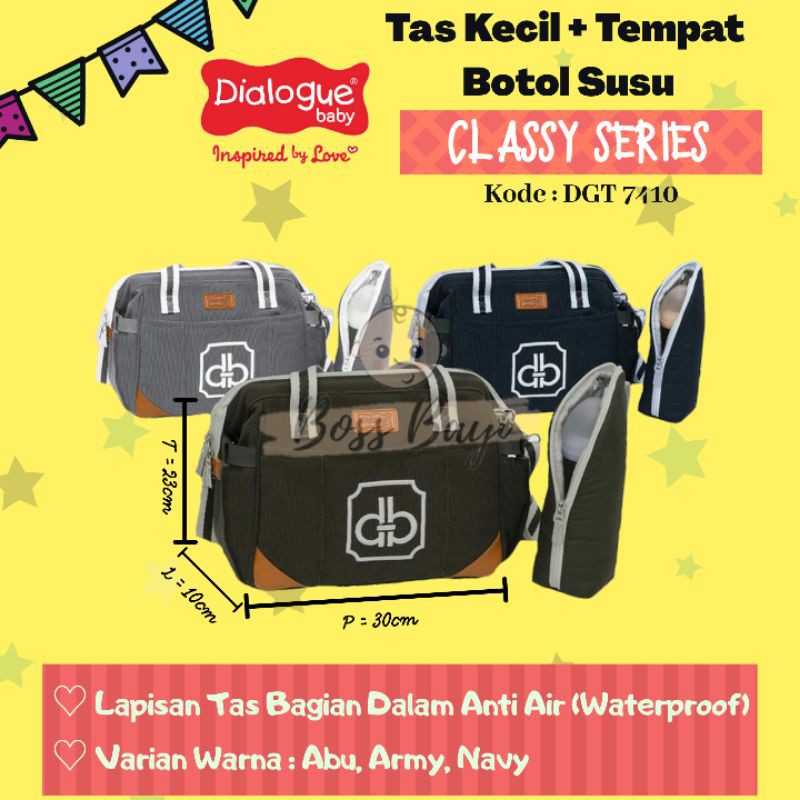 Tas Kecil + Tempat Botol Susu  Mini Diaper Bag Dialogue Baby Classy Series DGT 7410