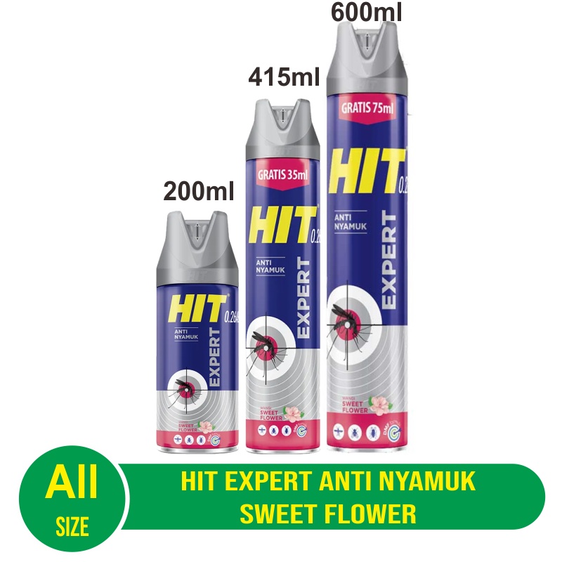 HIT Expert Aerosol Anti Nyamuk Sweet Flower 200ml / 415ml / 600ml