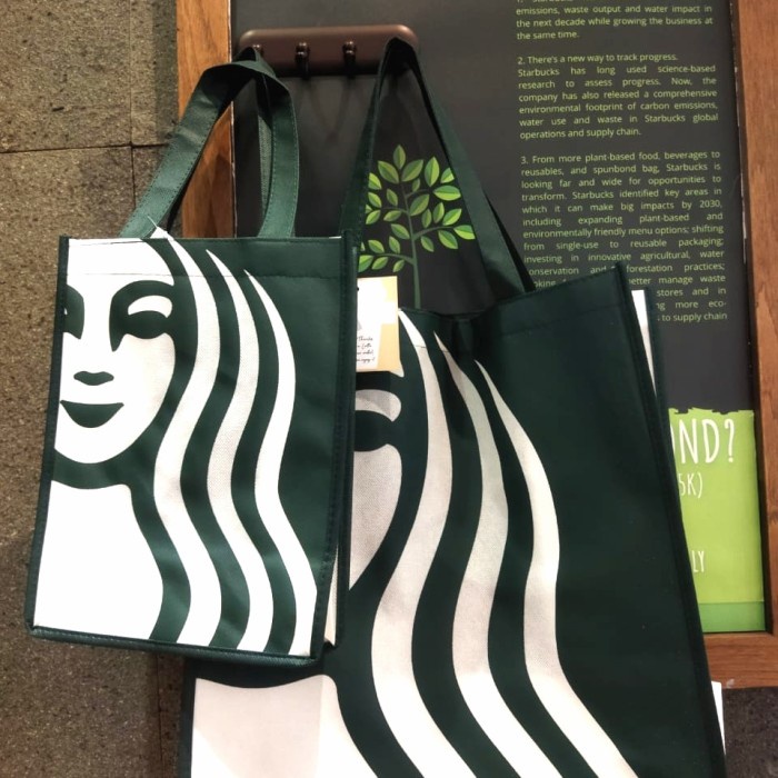 

✨ BISA COD ✨ starbucks original tote bag goodie bag green - large