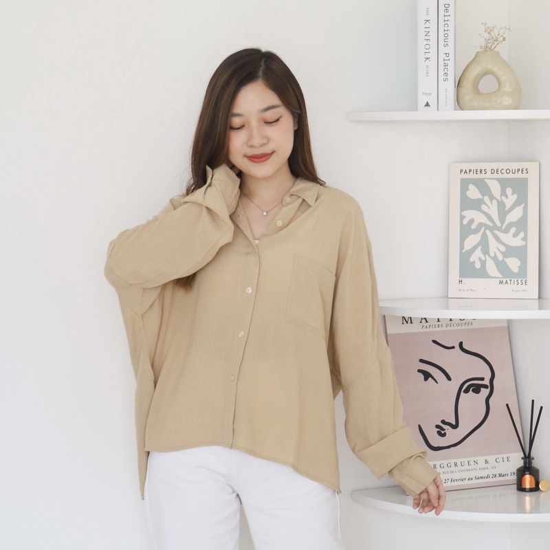 Eudora Atasan kemeja wanita linen basic - kemeja linen Basic shirt - oversize shirt