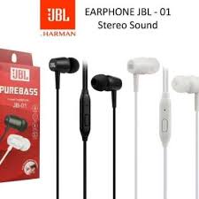 Headshet JBL Purebass JB-01 Hitam Putih Hf music Audio JB01 Earphone