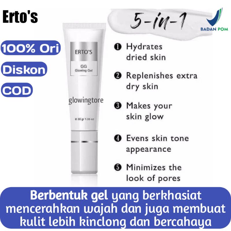 skinker glowing skincare wajah pemutih wajah gel mencerahkan kulit kinclong 20gr original erto's