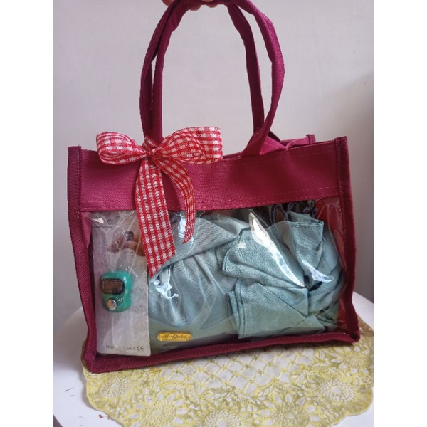HAMPERS BAG MUKENA AL-QUBA FREE TASBIH KADO SOUVENIR WEDDING