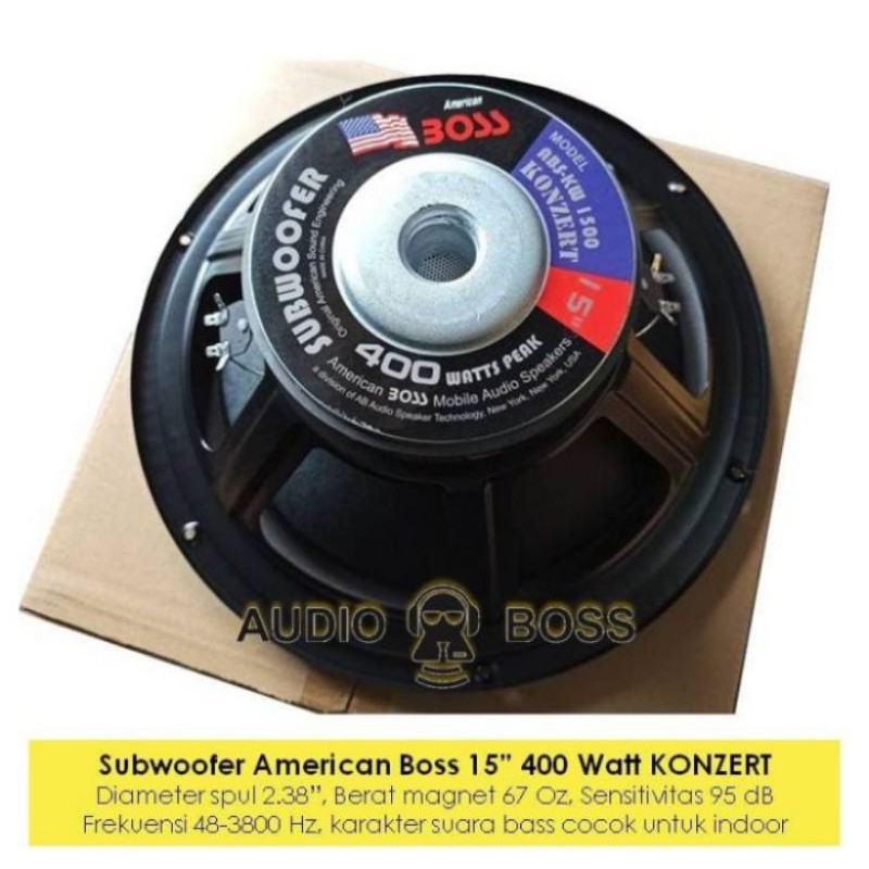 SUBWOOFER AMERICAN BOSS 15 Inch 400 Watt 1500 15" 15 in SUBWOOFER SUPER BIG BASS ASLI BERKUALITAS