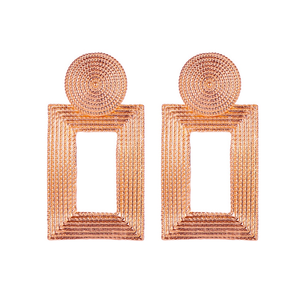 Hu Hu Hu Hu Hu Alat Bantu Pasang Kacamata♡ Anting Stud Bentuk Persegi Panjang Geometris Model Hollow Untuk Wanita