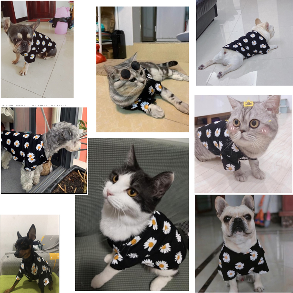 ★〓YUFeiPet〓★Pet Cats Clothes Spring Summer New Travel Daisy Printed Short Sleeve T-shirt Clothes Small Medium Dogs Pet Puppy T Shirt Vest