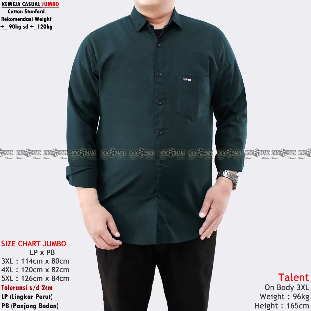 MY MAN Original Kemeja Polos lengan panjang jumbo kemeja pria warna Hitam big size art seri MY231