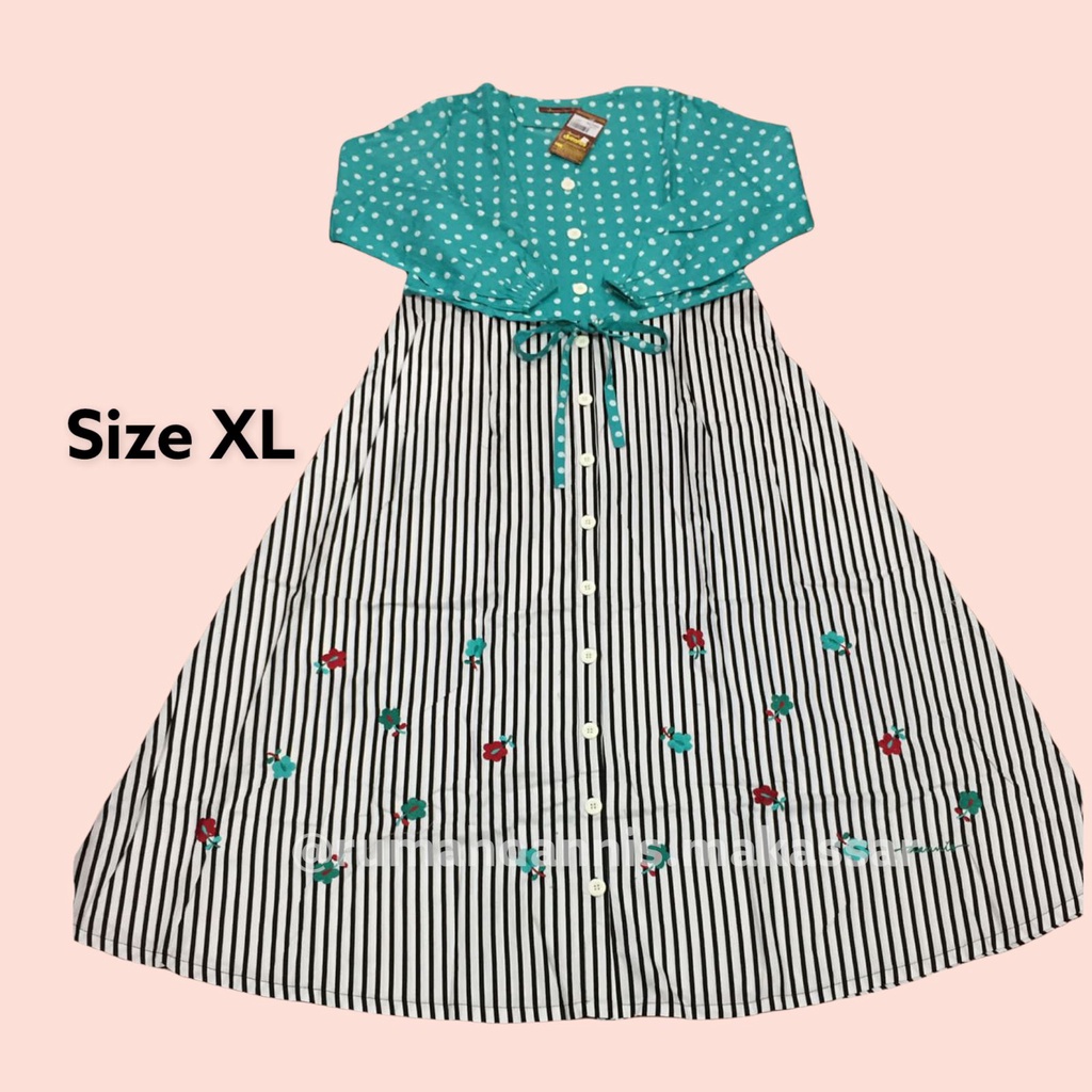 SALE Abaya Dannis Original Size XL - Tosca Polkadot Garis