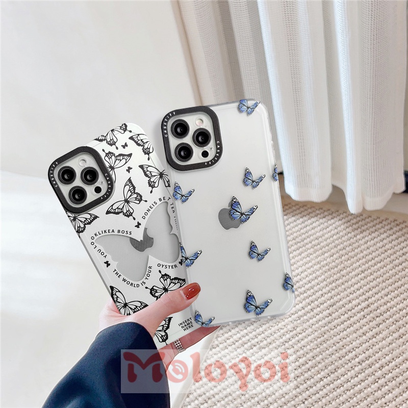 Soft Case TPU Motif Kupu-Kupu Untuk iPhone XR X XS Max 11 12 13 Pro Max 6 6s 7 8 Plus SE 2020