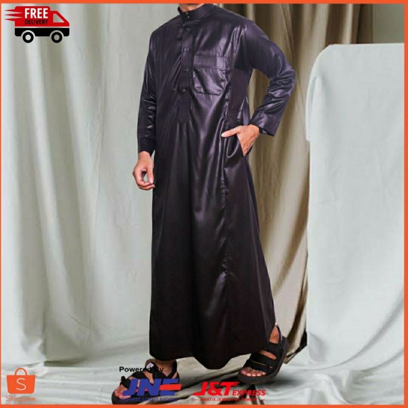 Jubah Saudi Polyester Jubah Pria Haromain Jubah Haramain Jubah Dewasa Gamis Hitam