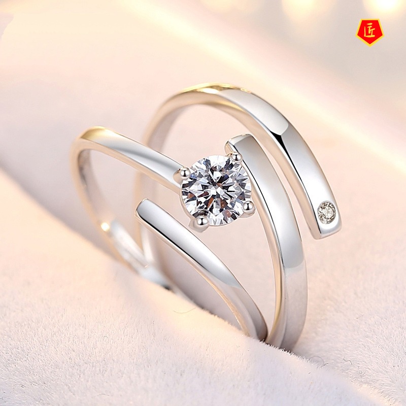 [Ready Stock]Simple Personality 925 Silver Couple Ring