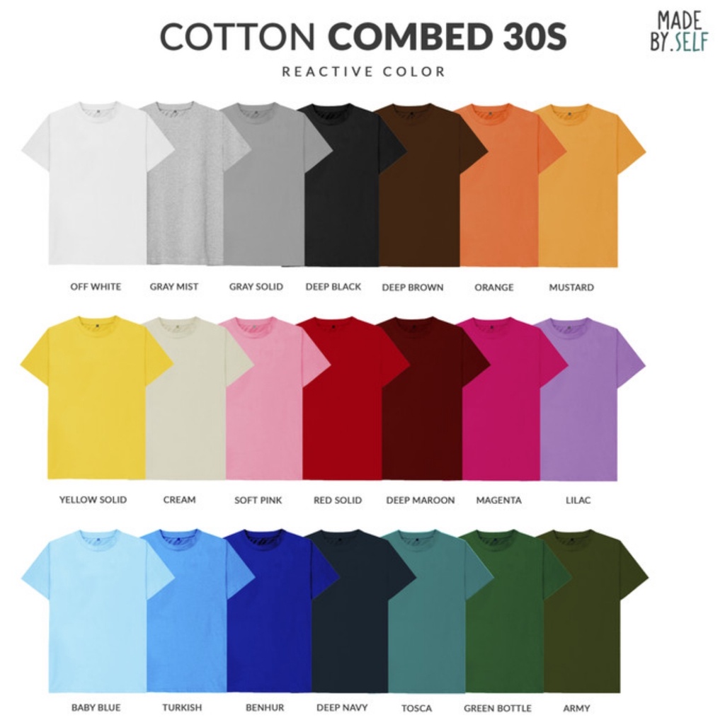 Kaos Polos Oversize 2 - 4XL  Panjang 100% Ringspun Cotton Combed Reaktif 30s