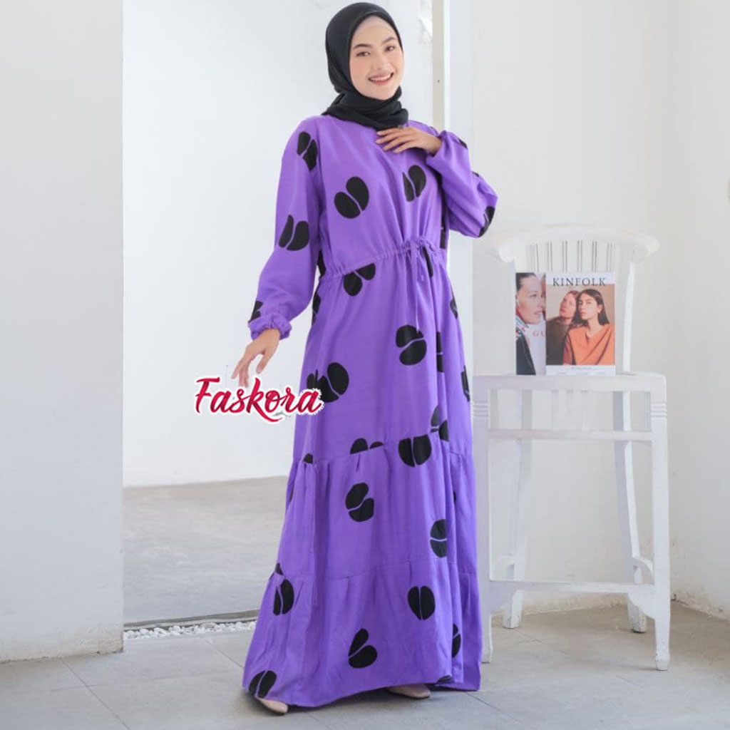 Gamis Busui Friendly Rayon Jumbo Kekinian Murah Terbaru Ld 120 Motif Kopi Polkadot