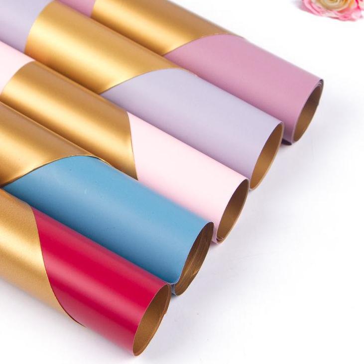 

csn4N8z-- UM102 5Lembar-Kertas Bunga Buket Dua Warna Gold/Kertas Buket Bunga Florist Cellophane Bi Color Gold