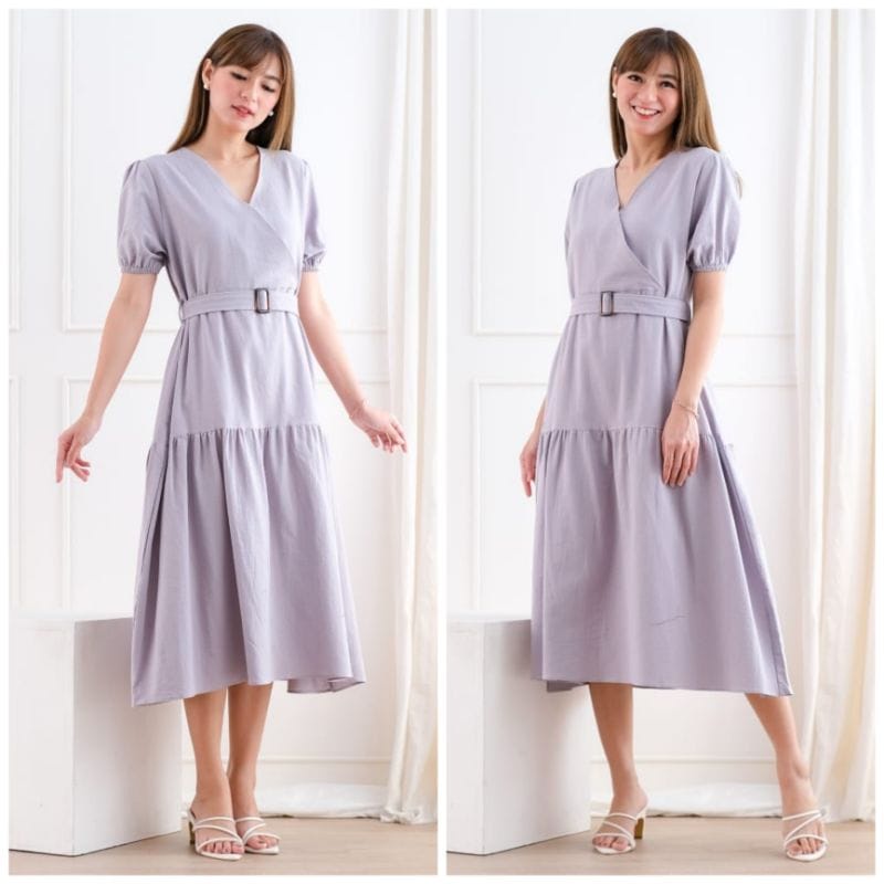 DRESS FELLY / FREE BELT / DRESS WANITA