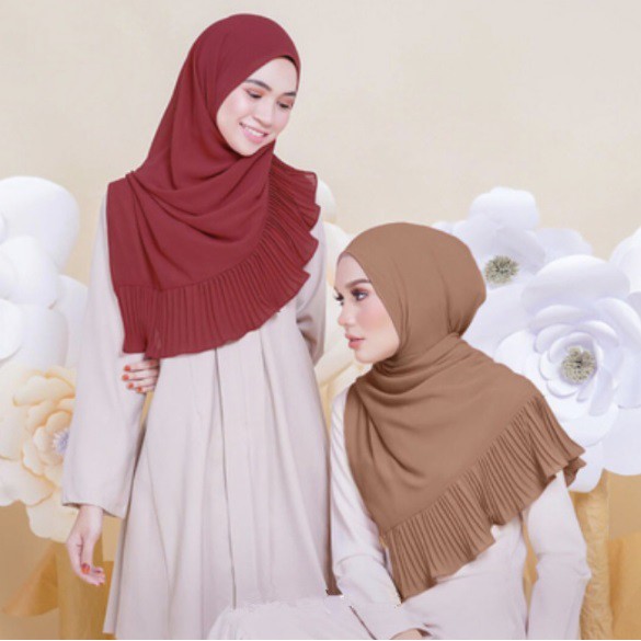 Pleated Hijab MS18 Jilbab Plisket Pashmina Katun Modis Cutton Scarf Syal