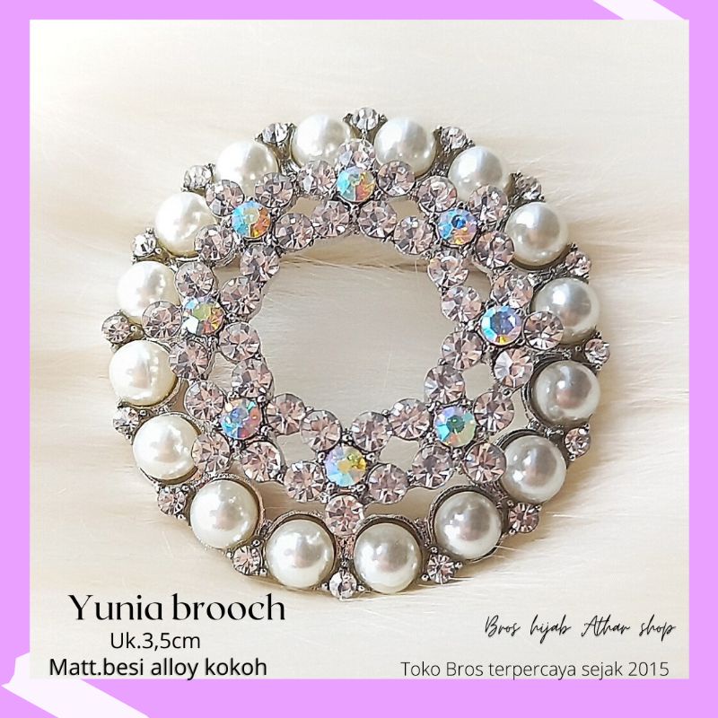 Athar shop COD Bros mutiara kristal fashion korea aksesoris fashion pin bros tuspin-Yunia silver