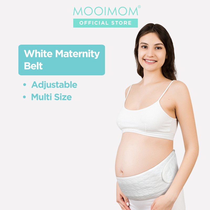Penyangga Perut Ibu Hamil - MOOIMOM Cotton White Maternity Belt Korset Hamil