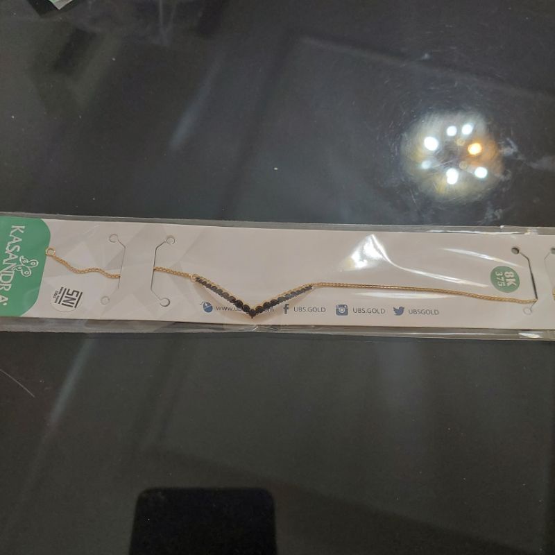 kalung dan Gelang rantai serut Aurel full mata hitam UBS kadar 8K 365