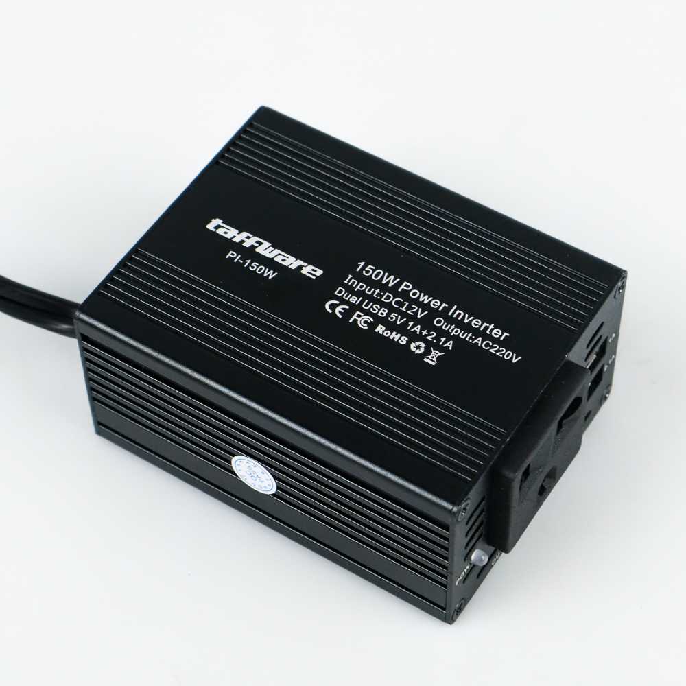 Taffware Power Inverter Mobil dengan 2 USB Port 150W 220V - PI-150W