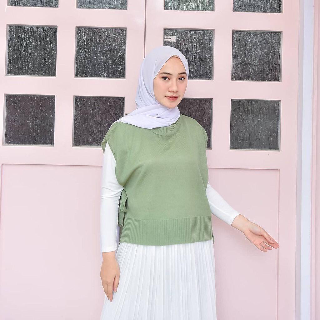 PROMO!!!!!!!!Rompi Tali Rajut Wanita Polos CREW neck Vest Knit Outer / OOTD ROMPI