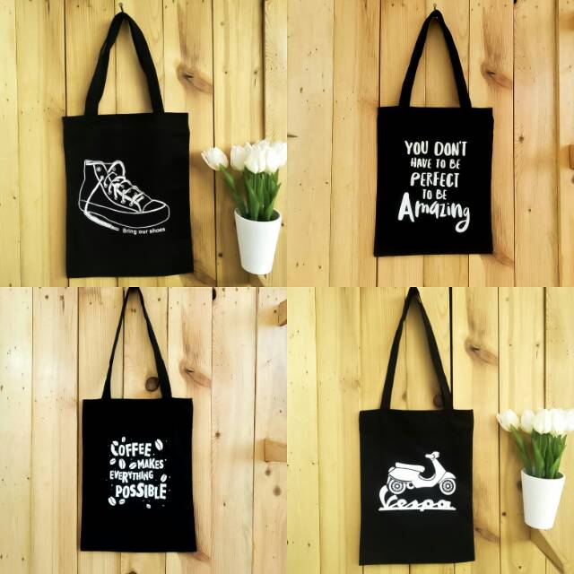 [BISA CUSTOM TAMBAH NAMA] TOTEBAG / STRINGBAG ADA RESLETING BISA COD