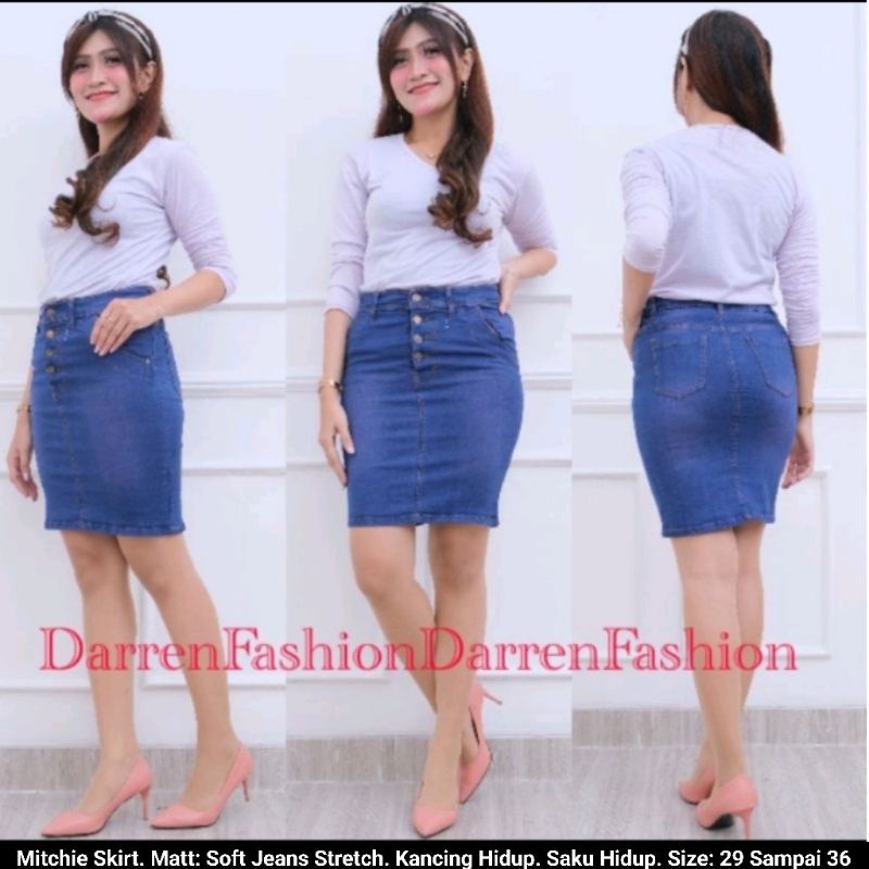 Rok Jeans Mitchie Skirt Jeans Wanita