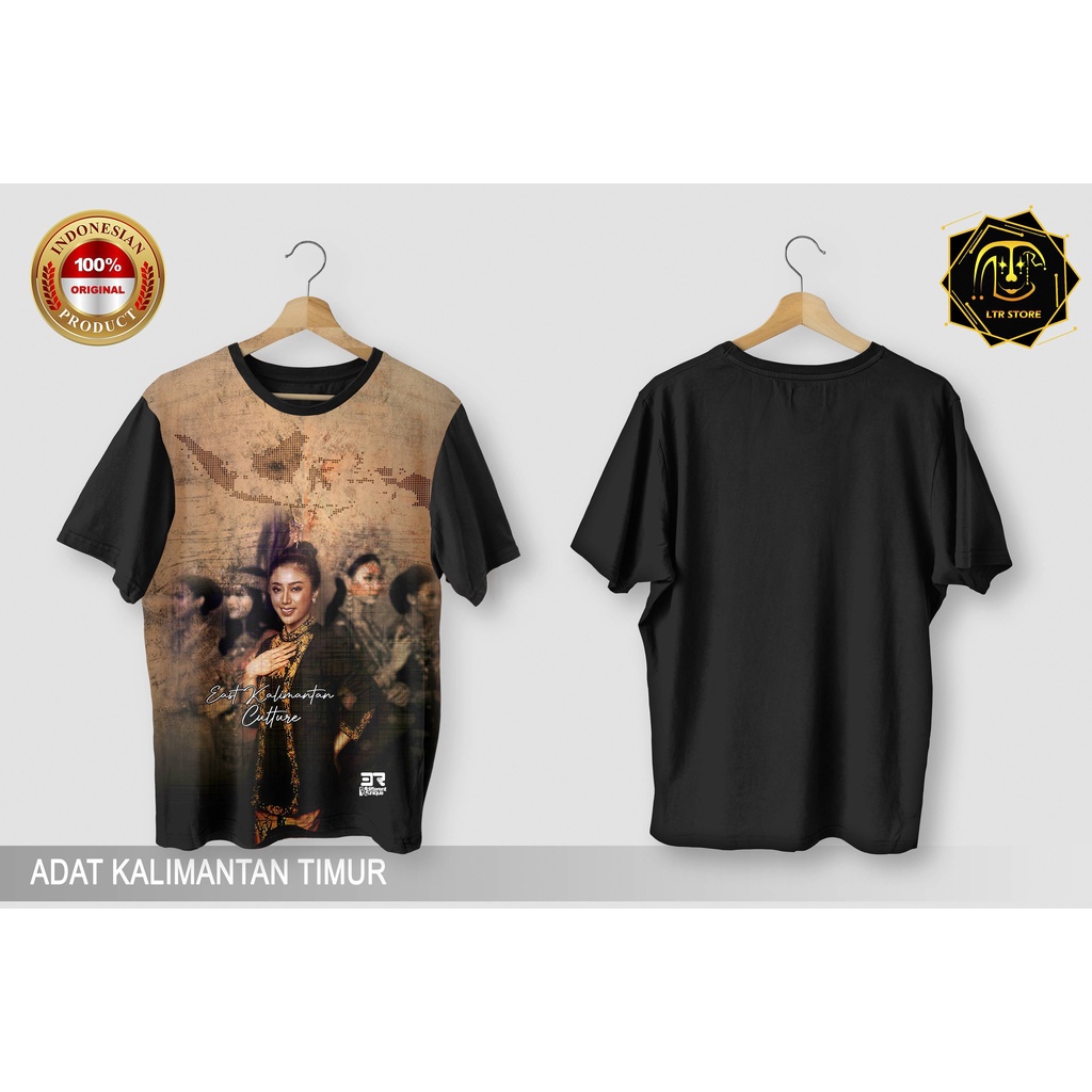 [ BAYAR DI TEMPAT ] BAJU DISTRO PRINTING GAMBAR ADAT KALIMANTAN TIMUR KALTIM - BAJU MOTIF CULTURE  S