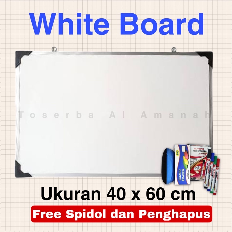 

Papan Tulis 60 x 40 / papan tulis White Board Spidol Kapur