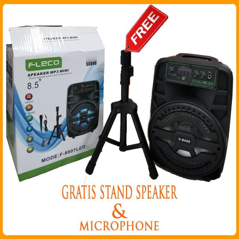 COD SPEAKER BLUETOOTH FLECO SPEAKER F-8808/F-8807/F-8805  Speaker 8.5 INCH FREE STEND /BONUS MIC+REM