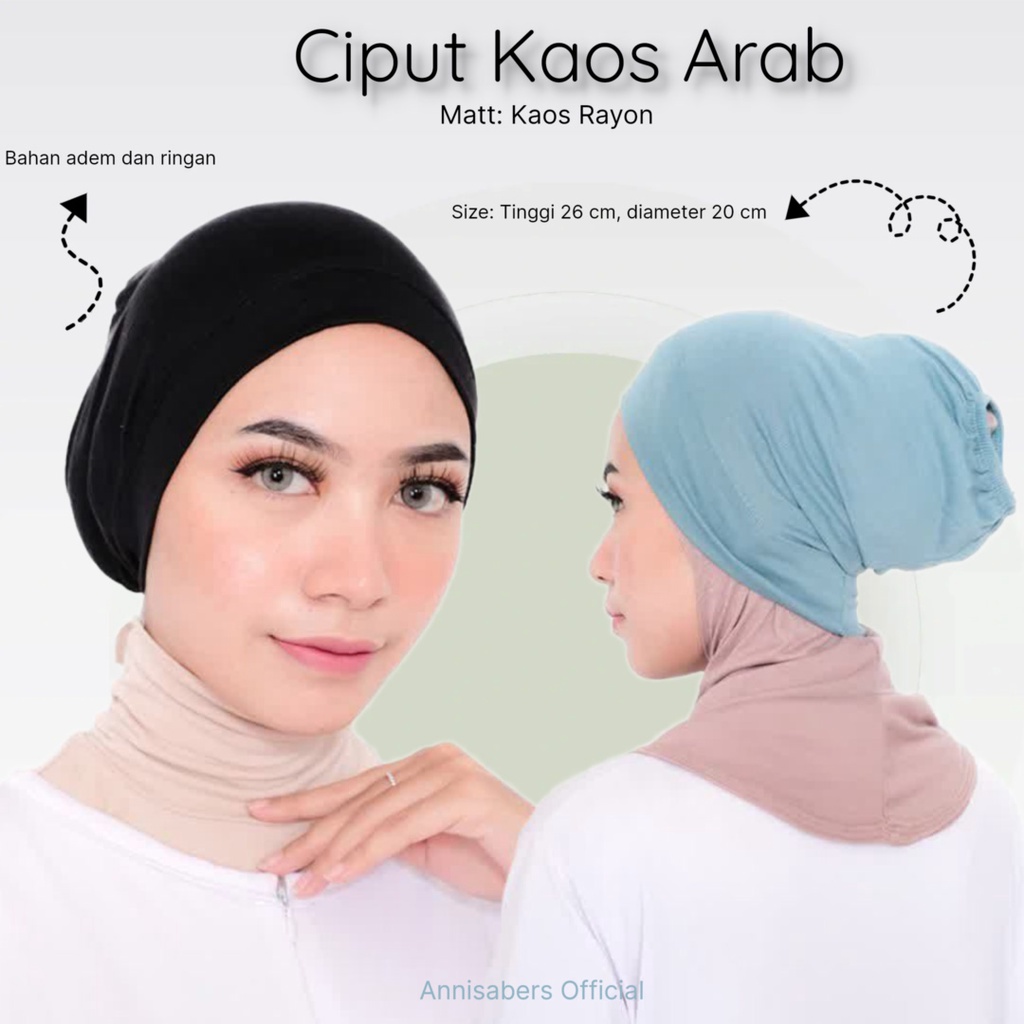 Daleman Kerudung / Dalaman Jilbab / Ciput Hijab / Ciput Kaos / Ciput Turki / Ciput Kaos Rayon /Inner Kaos Rayon / Bandana Arab Kaos