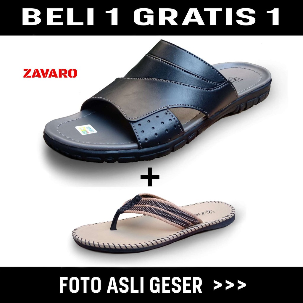  Sandal  Kulit  PU Pria  Beli 1 Gratis 1 Sandal  Pria  Murah  