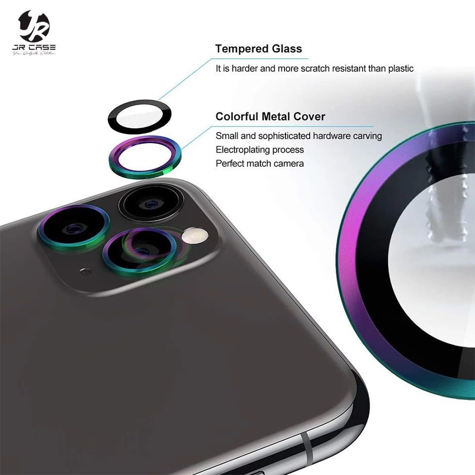 Ring Lens Kamera Rainbow iPhone 14 PLUS 14 PRO MAX 13 13 PRO MAX 12 12 PRO MAX 11 11 PRO MAX Pelindung Lensa Tempered Glass Camera Multicolor iPhone Screen Protector Anti Gores