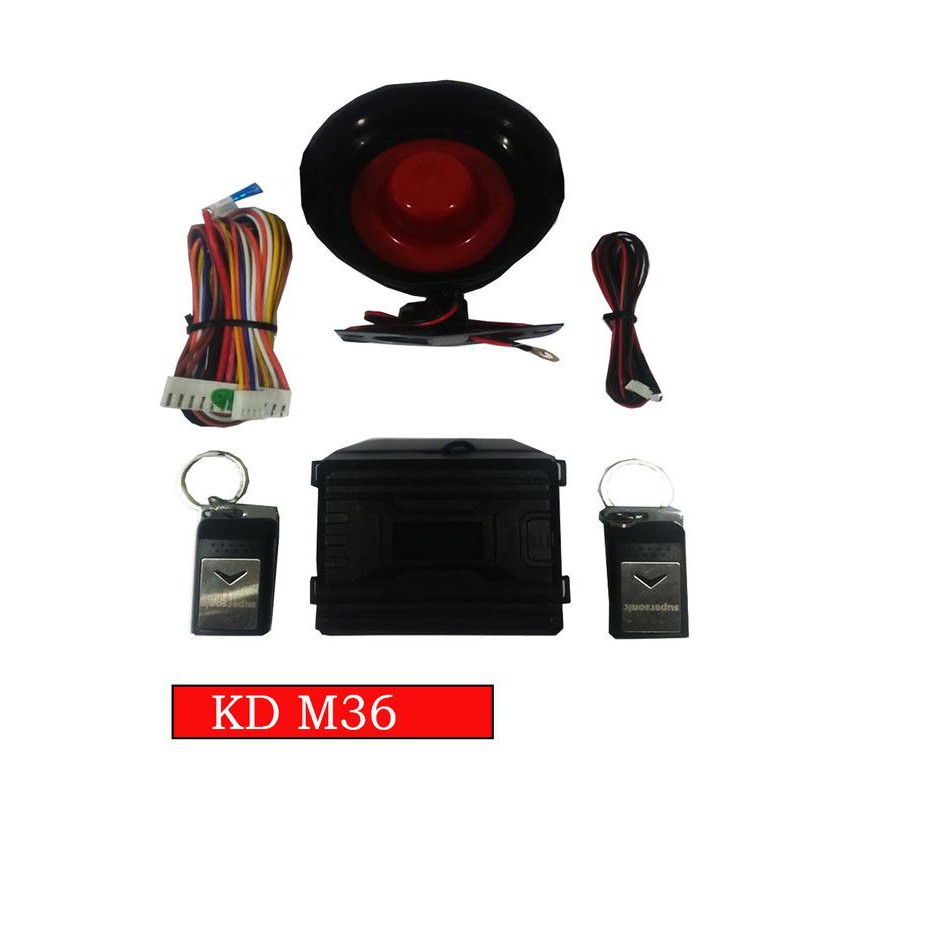 KUNCI MOBIL/ ALARM MOBIL DENGAN 2 REMOTE DAN KABEL, SIREN SET KDM36