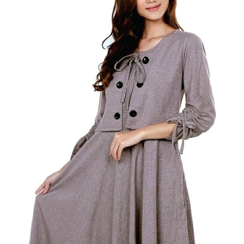 Longdress Wanita Azzura 501-28 Premium Warna Abu Original