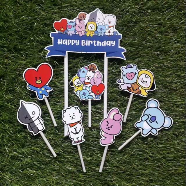 topper toper cake hiasan kue ulang tahun karakter BT21 BT 21 BTS KPOP Korea
