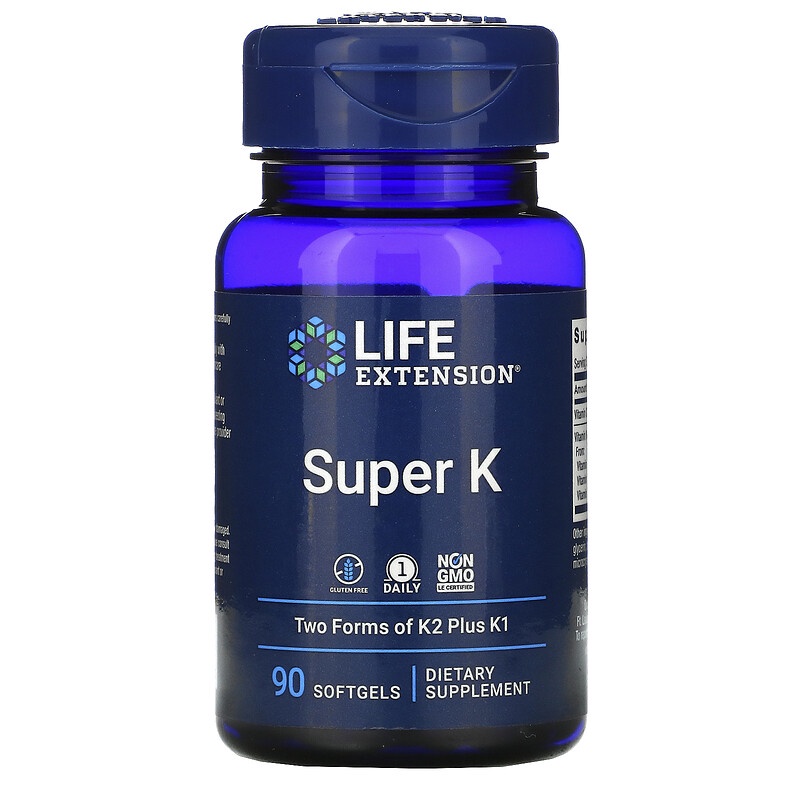 Life Extension Super K 90 Softgels Vitamin K K1 K2 MK7 MK4