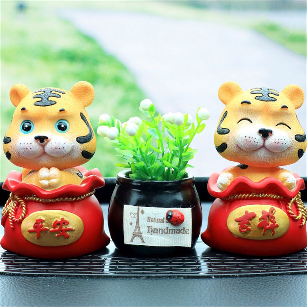 2022 Tahun Baru Kreatif Meriah Harimau Uang Tas Kerajinan Resin Mobil Desktop Dekorasi Ornamen