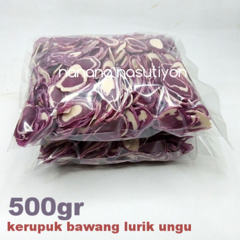 

Piscoklegit_ Krupuk Kerupuk Bawang Lurik Ungu Mentah Netto 500 Gram